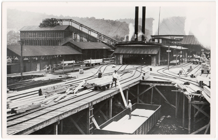 Postcard of lumber industry in Sheffield township