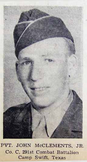 Pvt. John McCLEMENTS, Jr., Army, WWII