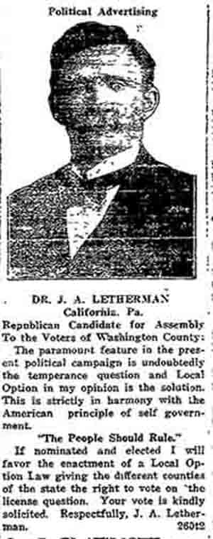 Dr. J. A. Leatherman of California PA