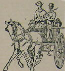 Two men in Carriage with one spirited horse