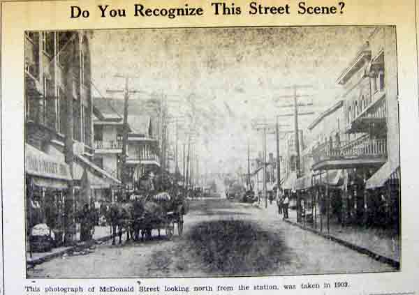 McDonald Street looking north from the station, 1903, McDonald PA