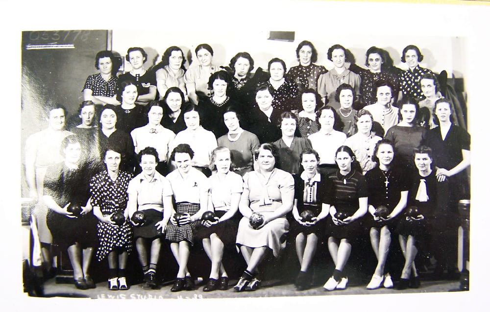 1943 McDonald PA Women's Bowling Team Real Photo LARGE