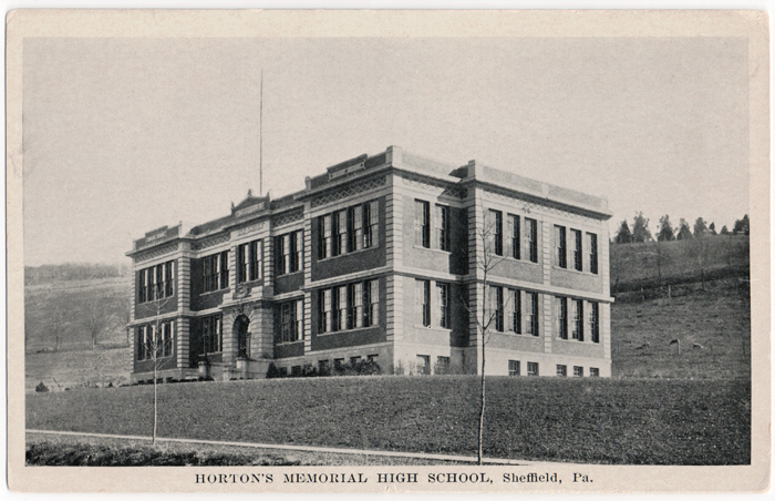 Postcard of Horton's Memorial High School in Sheffield