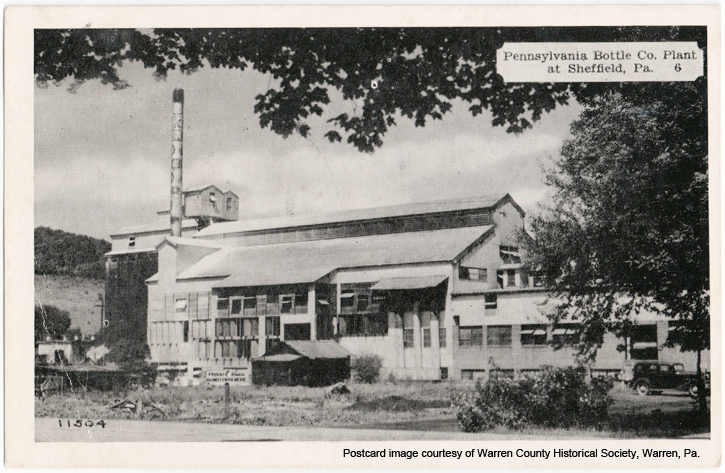Postcard of the Pennsylvania Bottle Company plant, Sheffield