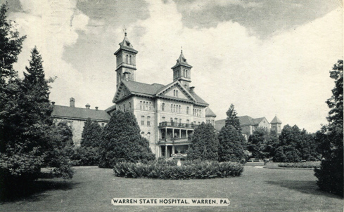 Undated postcard of Warren State Hospital building