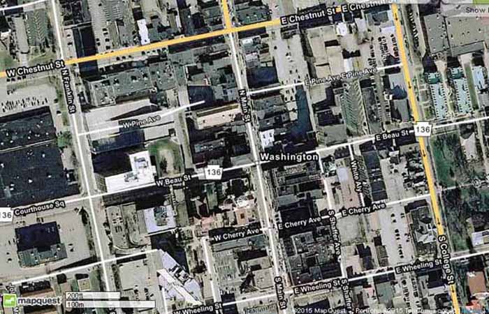 Satellite Map of Uptown Washington PA