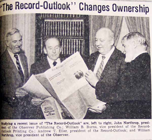 Sale of The Record-Outlook newspaper 1984