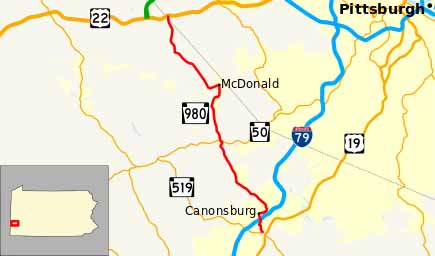 Map showing McDonald PA