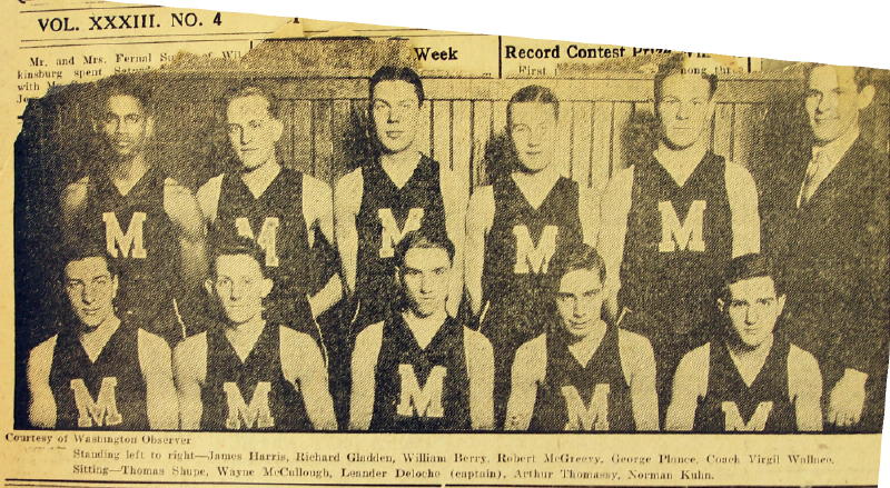 McDonald PA HS Basketball Team 1-28-1927 McDonald PA Record