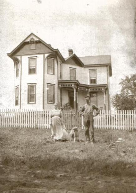 Home of Obediah Marshall Horner and Arra Bell Baker Horner in front of their home in Canton Twp