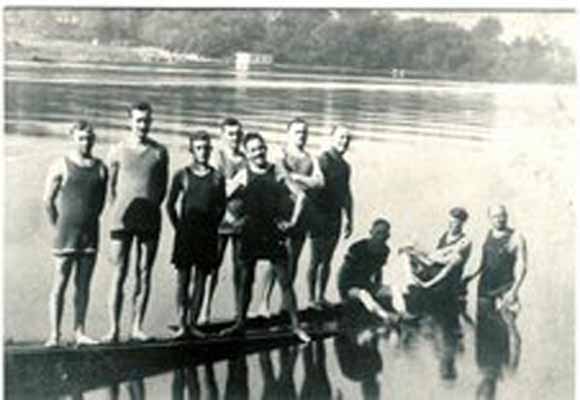 Hanging out, about 1900 on the Monongahela River at Millsboro, PA<