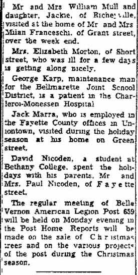 Local Glances from 1957 Charleroi PA newspaper