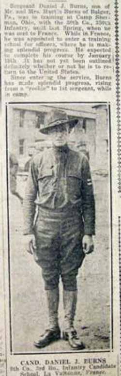 Sgt. Daniel J. BURNS small photo WWI