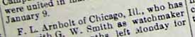Partial newspaper article about G. W. Smith watchmaker