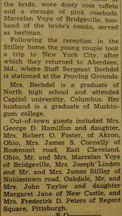Part 2 Marriage Notice for William Russell BECHDEL to Dorothy Jean Hammond, 16 Sep 1942