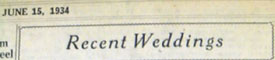 Newspaper column header says Recent Weddings