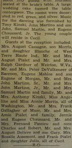 Part 2 Marriage notice for 
        August PASSIEU to Emma Martino, 25 Dec 1939