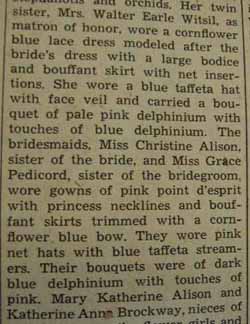 Part 2 Marriage notice for 
Harry William PEDICORD to Adah Smith Alison, 23 Aug 1939