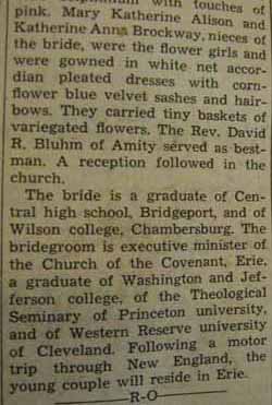 Part 3 Marriage Notice for 
Harry William PEDICORD to Adah Smith Alison, 23 Aug 1939