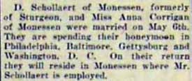 Marriage Notice for D. SCHOLLAERT to Anna Corrigan, 6 May 1924