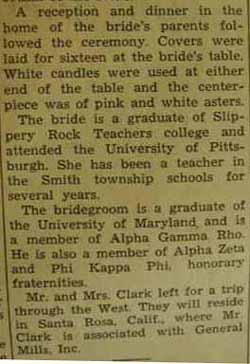 Part 2 Marriage Notice for Charles H. CLARK to Helen Jane Brown, 31 Aug 1940