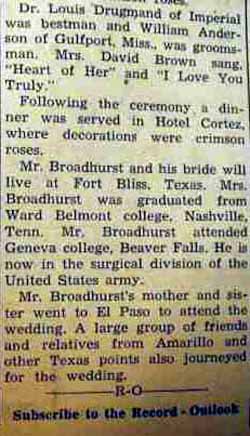 Part 3 Marriage Notice for John Richards BROADHURST to Elizabeth Wingate, 8 Feb 1941