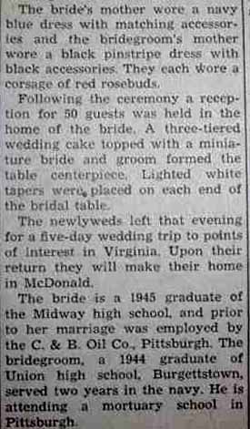 Part 2 Marriage Notice for Rene Robert FREVILLE, Jr. to Adine Avenell Gracie, 19 Sep 1947