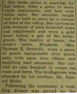 Part 2 Marriage Notice for Clarence D. HULTZ to Anna E. Windsheimer, 18 Jun 1940