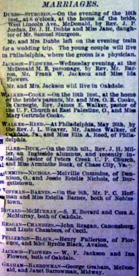 Marriage Notice for George GRAHAM to Janet Barrowman, no date, in 6-12-1897 paper