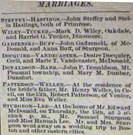 Marriage Notice for Desire DOCQUIER to Marie T. Vandecaster, no date, in 10-17-1896 paper