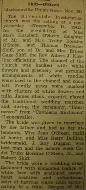 Article 1 Marriage Notice for Troy O'STEEN to Suzanne Williams, 9 Jul 1917