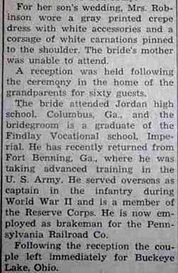 Part 3 Marriage Notice for Charles J. ROBINSON to Agnes Peacock, 10 Aug 1947