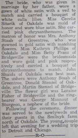 Part 2 Marriage Notice for Peter SMILNYAK to Mayme Puskar, 17 Oct 1934