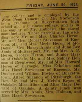 Part 2 Marriage Notice for Harold Edward STEVENSON to Dorothy Ellen Heron, 23 Jun 1928