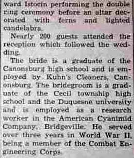 Part 2 Marriage Notice for Henry Martin YORKE to Rose Marie Bracale, 27 Jul 1947